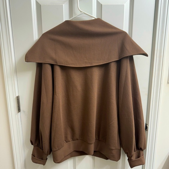 EFAN Womens Half Zip Pullover Oversized Sweatshirt - Brown - M - Picture 2 of 4